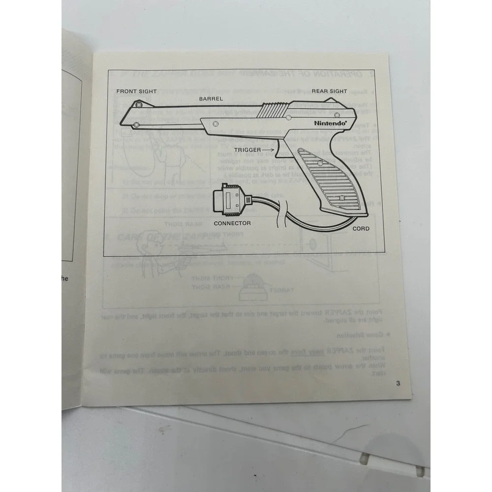 Nintendo NES Zapper Light Gun Instruction Manual US-2 Original 1989 Vintage